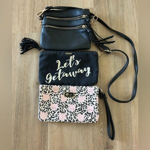 Lot of bags, wallet, clutch Betsey Johnson, Billabong boho black